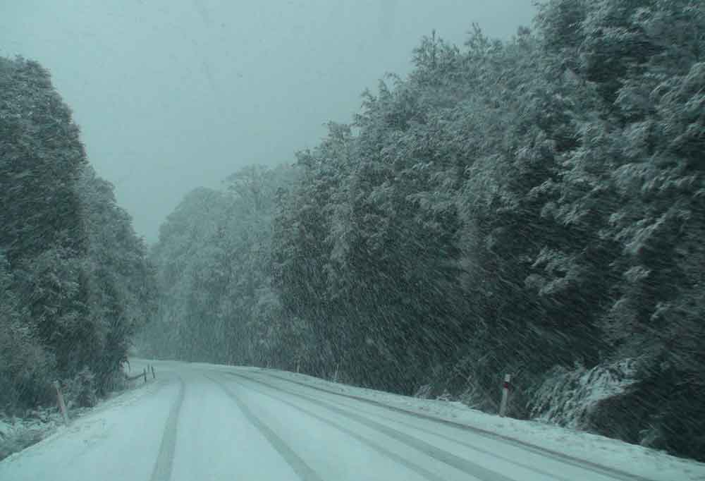 Nueva Zelanda - carretera nevada